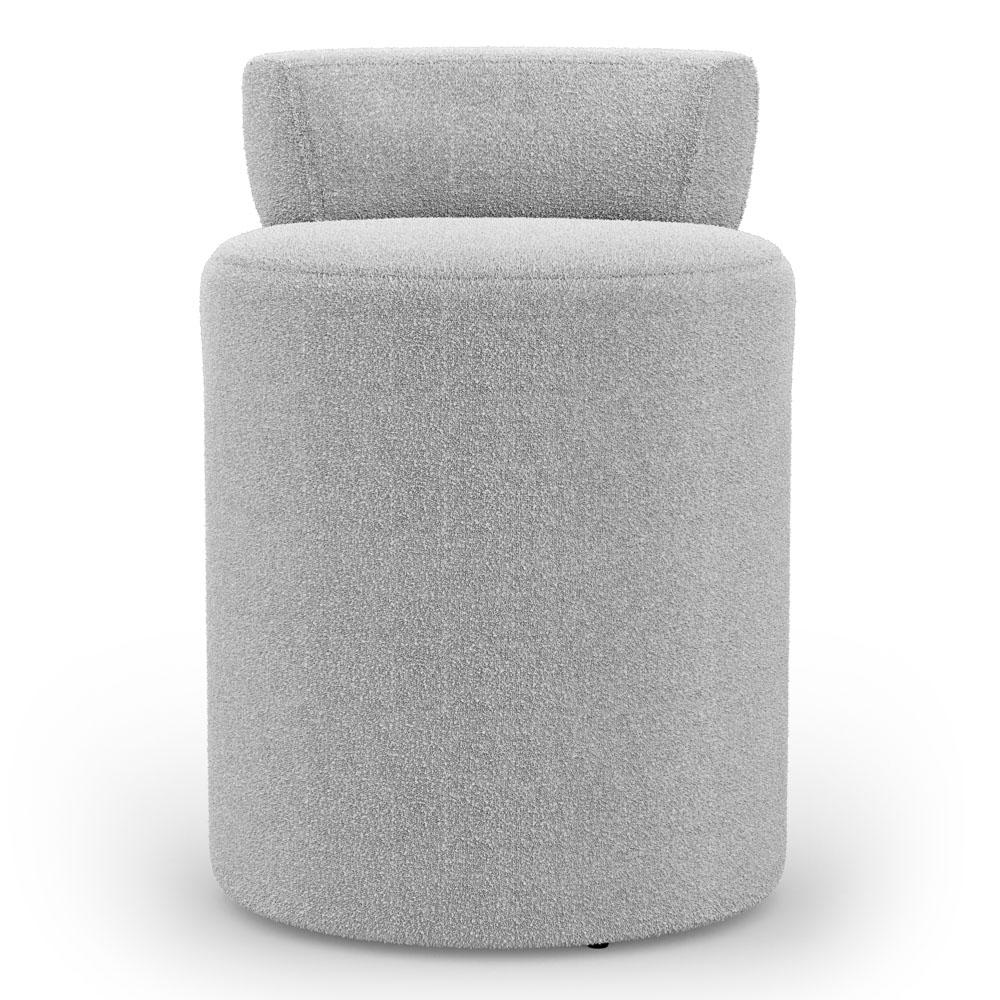 Kit 02 Puffs Decorativos Orgânicos Living Aegon Minimalista Bouclê Cinza Claro - Desk Design