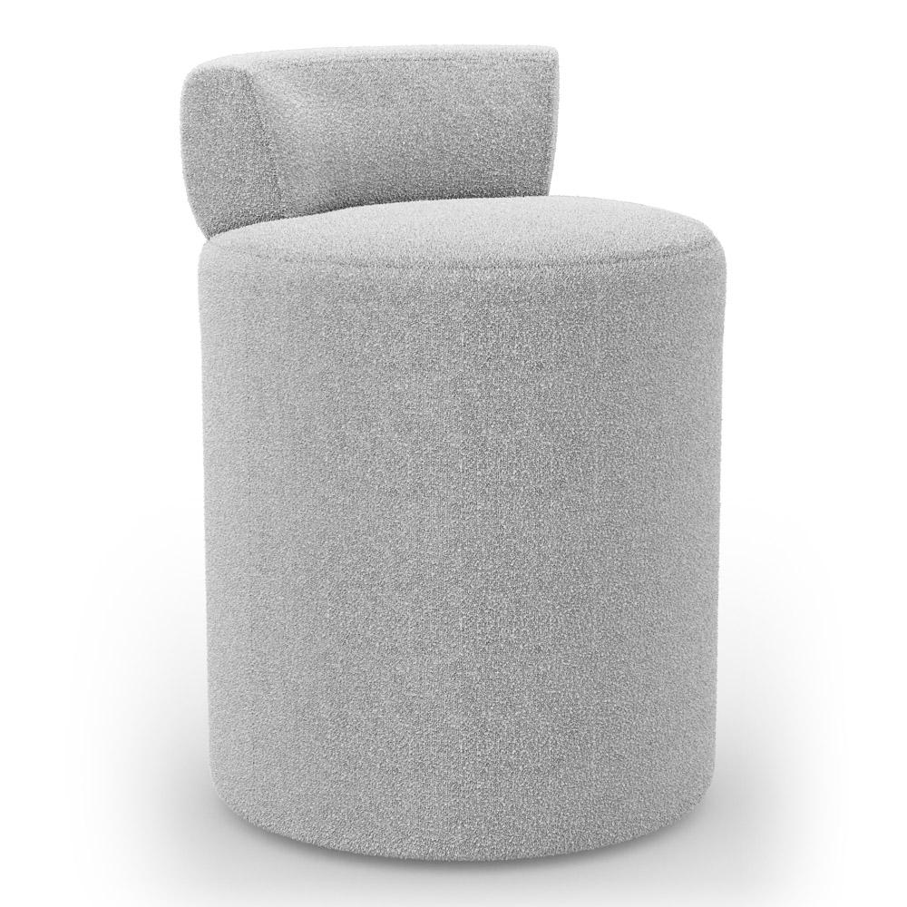 Kit 02 Puffs Decorativos Orgânicos Living Aegon Minimalista Bouclê Cinza Claro - Desk Design
