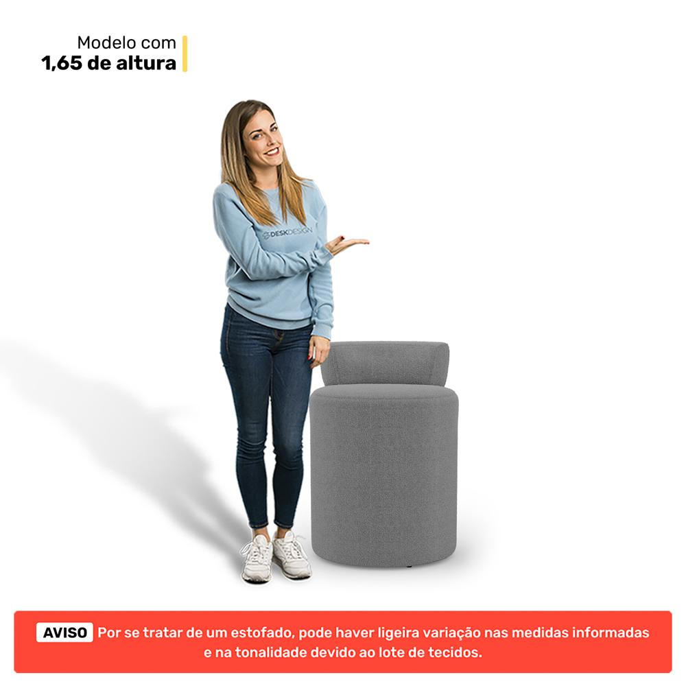 Kit 02 Puffs Decorativos Orgânicos Living Aegon Minimalista Bouclê Cinza Escuro - Desk Design