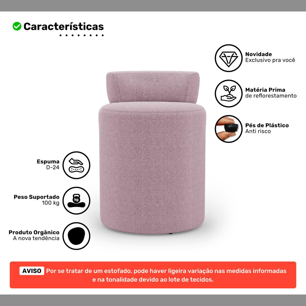Kit 02 Puffs Decorativos Orgânicos Living Aegon Minimalista Bouclê Rosê - Desk Design