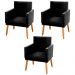 Kit 03 Poltronas Decorativas Lauren Pés Palito Suede Preto - Desk Design