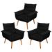 Kit 03 Poltronas Decorativas Modernas Sala e Recepção Monza Pés Palito Suede Preto - Desk Design
