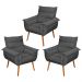 Kit 03 Poltronas Decorativas Modernas Sala e Recepção Monza Pés Palito Veludo Cinza - Desk Design