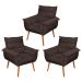 Kit 03 Poltronas Decorativas Modernas Sala e Recepção Monza Pés Palito Veludo Marrom - Desk Design