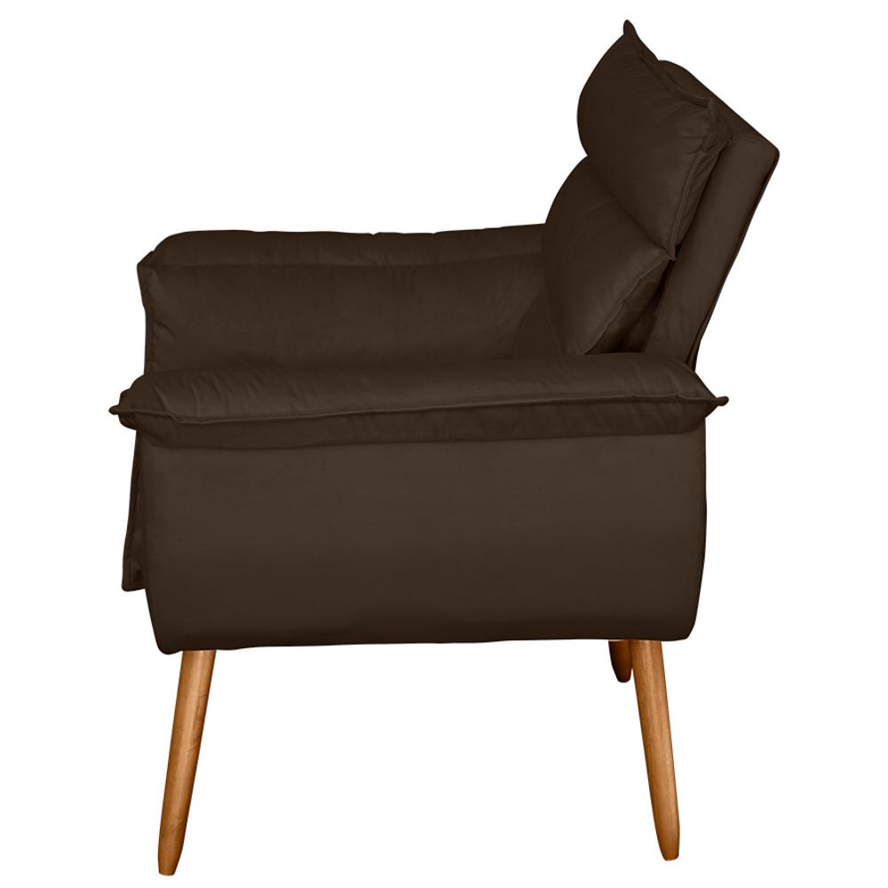 Kit 03 Poltronas Decorativas Modernas Sala e Recepção Monza Pés Palito Veludo Marrom - Desk Design