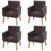Kit 04 Poltronas Decorativas Lauren Pés Palito Suede Marrom - Desk Design