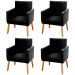 Kit 04 Poltronas Decorativas Lauren Pés Palito Suede Preto - Desk Design