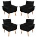 Kit 04 Poltronas Decorativas Modernas Sala e Recepção Monza Pés Palito Suede Preto - Desk Design