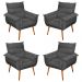 Kit 04 Poltronas Decorativas Modernas Sala e Recepção Monza Pés Palito Veludo Cinza - Desk Design