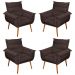 Kit 04 Poltronas Decorativas Modernas Sala e Recepção Monza Pés Palito Veludo Marrom - Desk Design