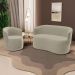Kit 2 Poltronas e 1 Namoradeira Aisha Orgânica Suede Bege - Desk Design