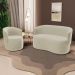 Kit 2 Poltronas e 1 Namoradeira Aisha Orgânica Suede Bege Claro - Desk Design
