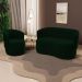 Kit 2 Poltronas e 1 Namoradeira Aisha Orgânica Veludo Verde Escuro - Desk Design