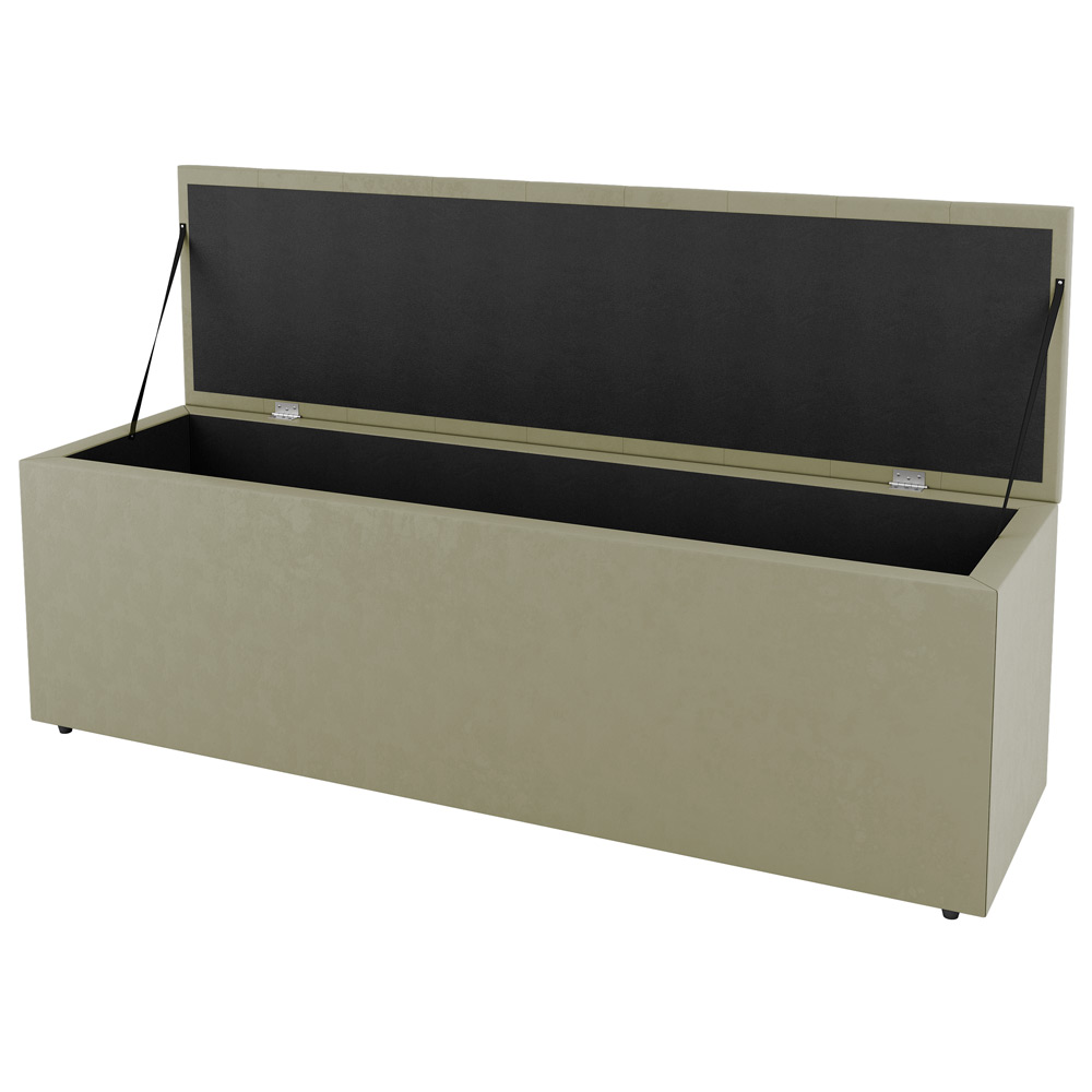Kit Cabeceira e Baú Cama Box Casal Cora 140cm Sintético Bege - Desk Design