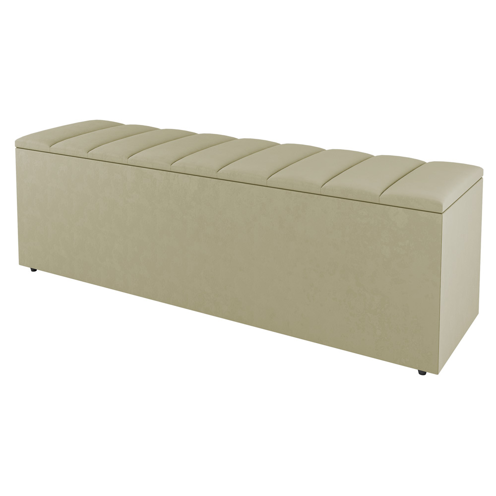 Kit Cabeceira e Baú Cama Box Casal Cora 140cm Sintético Bege - Desk Design