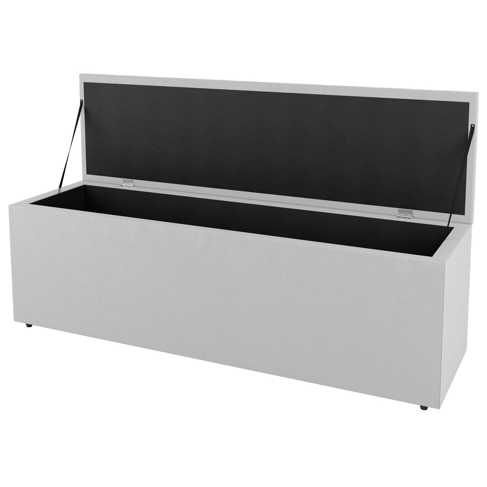 Kit Cabeceira e Baú Cama Box Casal Cora 140cm Sintético Branco - Desk Design
