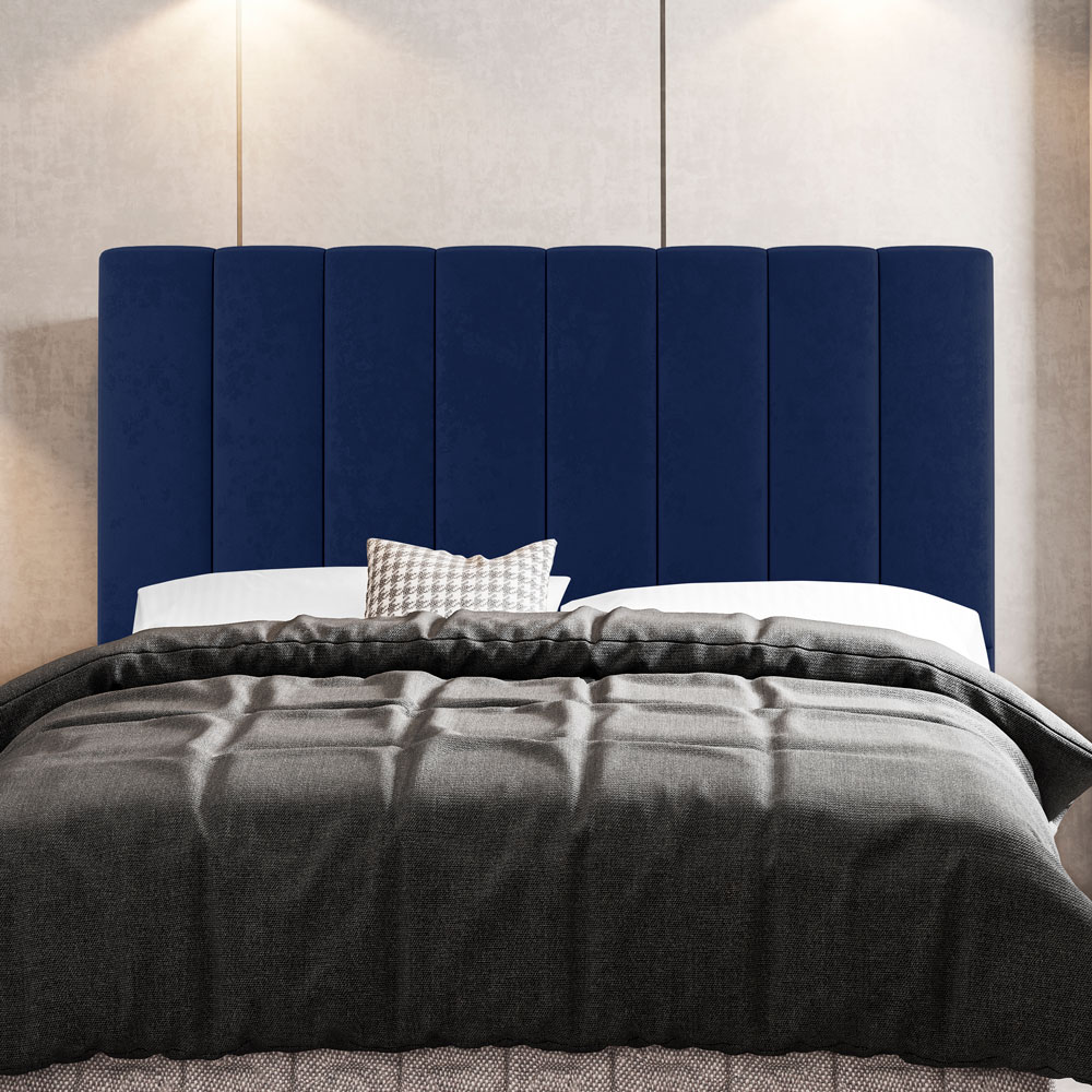 Kit Cabeceira e Baú Cama Box Casal Cora 140cm Suede Azul Marinho - Desk Design