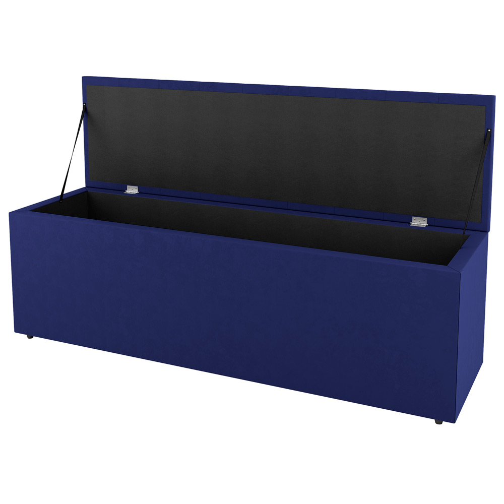 Kit Cabeceira e Baú Cama Box Casal Cora 140cm Suede Azul Marinho - Desk Design