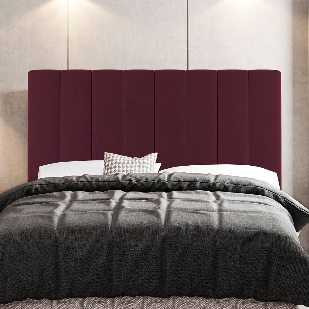 Kit Cabeceira e Baú Cama Box Casal Cora 140cm Suede Bordô - Desk Design