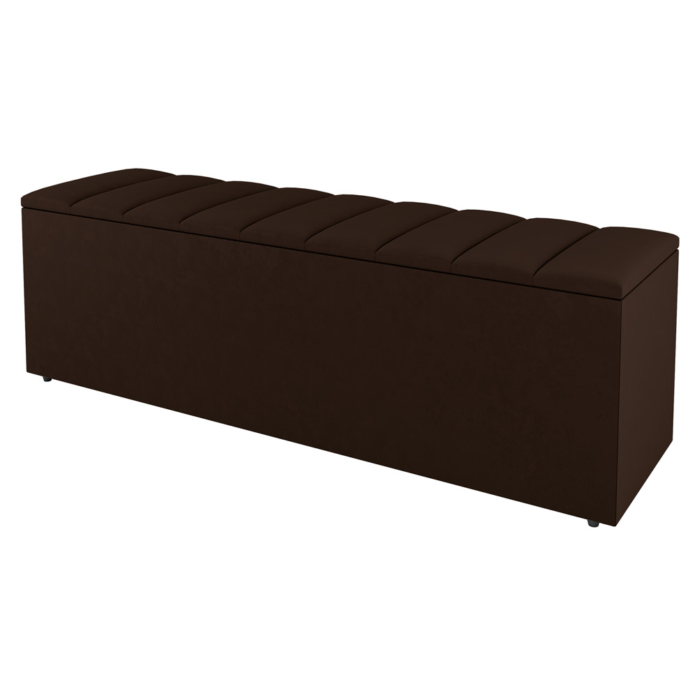 Kit Cabeceira e Baú Cama Box Casal Cora 140cm Suede Marrom - Desk Design