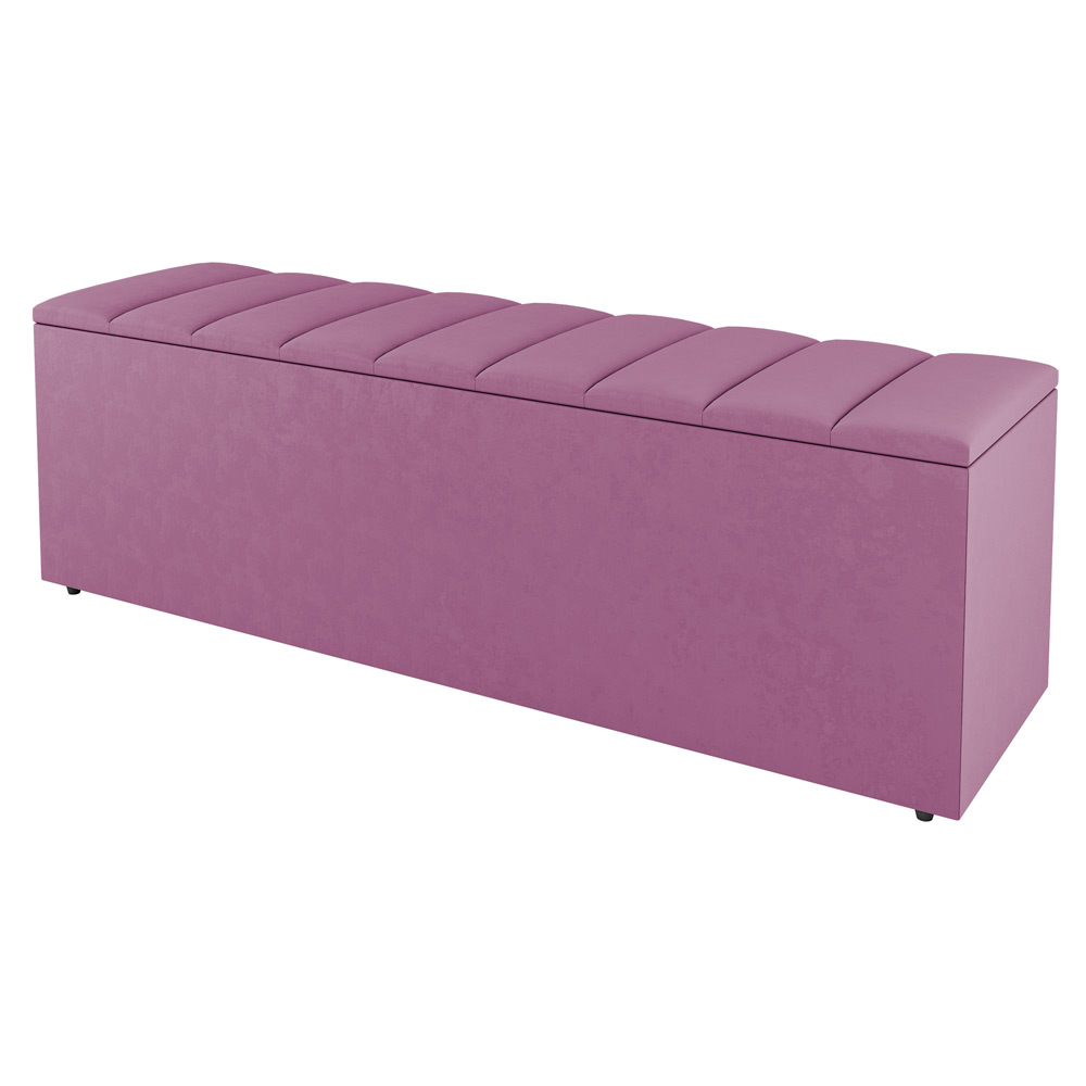 Kit Cabeceira e Baú Cama Box Casal Cora 140cm Suede Rosa - Desk Design