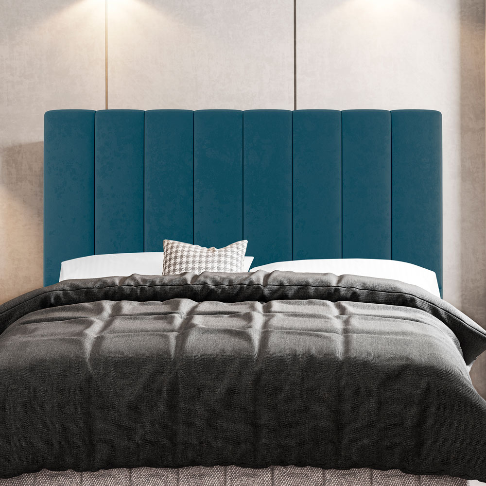Kit Cabeceira e Baú Cama Box Casal Cora 140cm Suede Turquesa - Desk Design