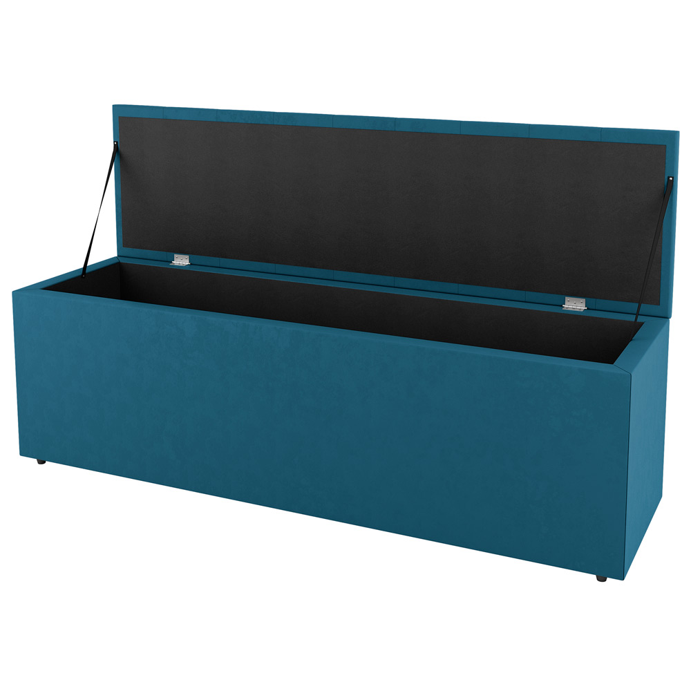 Kit Cabeceira e Baú Cama Box Casal Cora 140cm Suede Turquesa - Desk Design