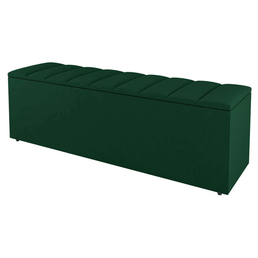 Kit Cabeceira e Baú Cama Box Casal Cora 140cm Suede Verde - Desk Design