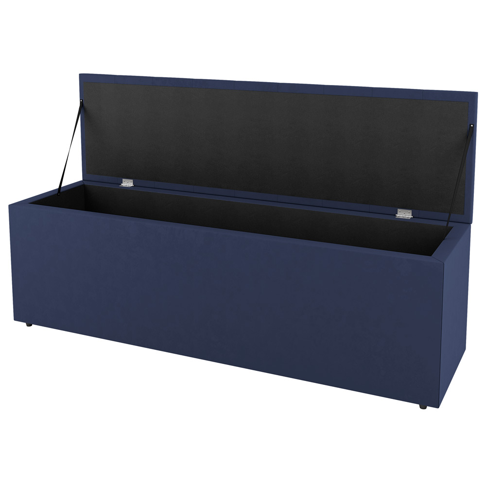 Kit Cabeceira e Baú Cama Box Casal Grace 140cm Suede Azul Marinho - Desk Design