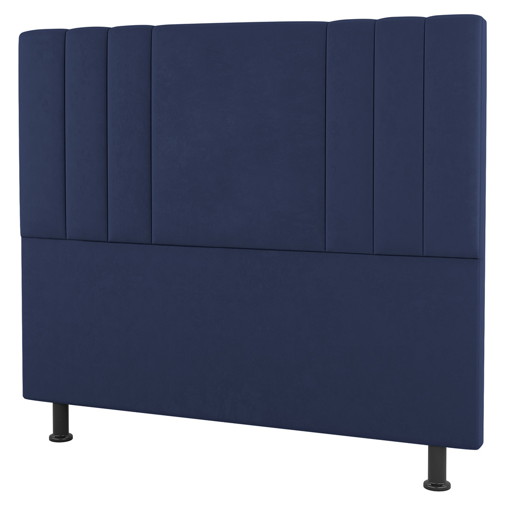 Kit Cabeceira e Baú Cama Box Casal Grace 140cm Suede Azul Marinho - Desk Design
