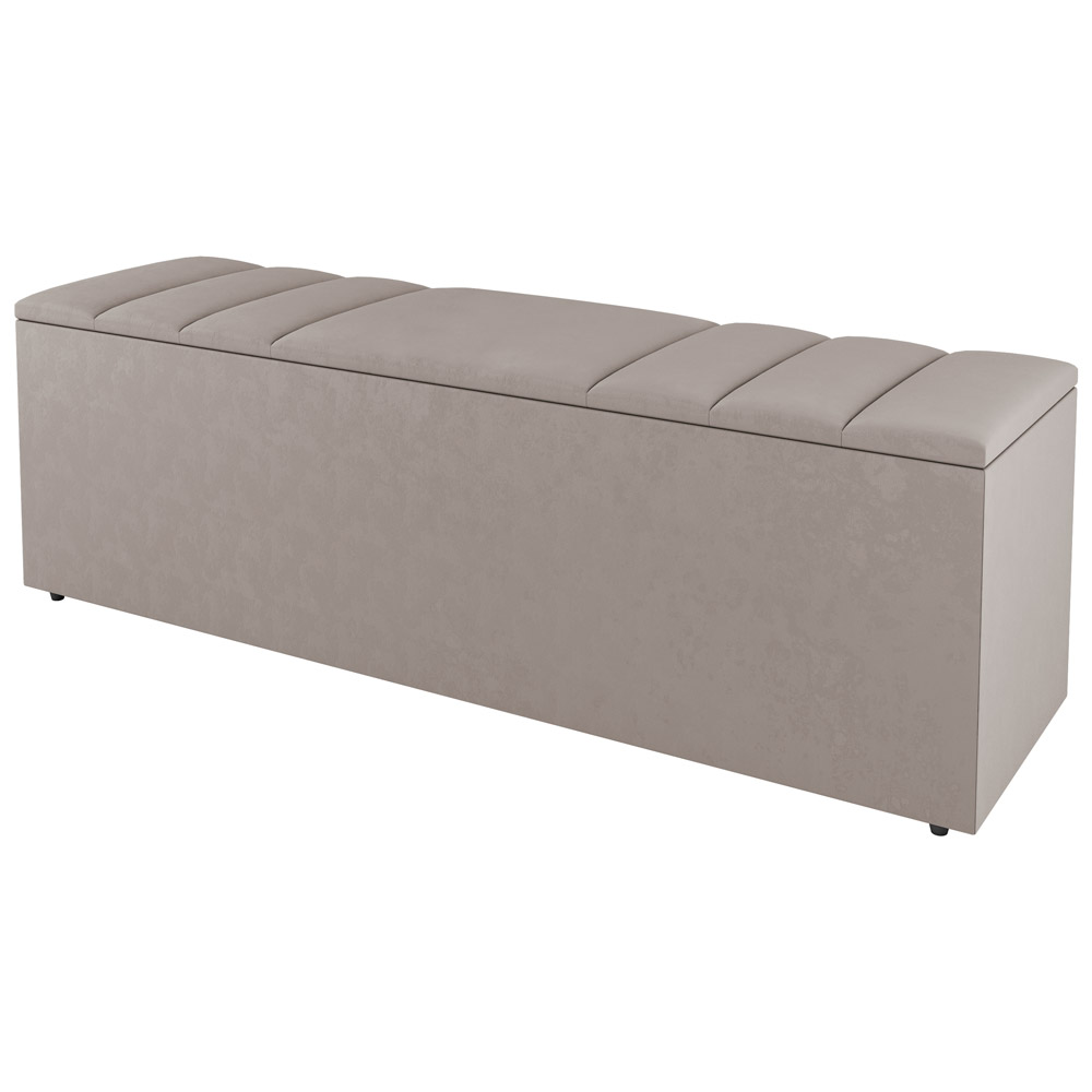 Kit Cabeceira e Baú Cama Box Casal Grace 140cm Suede Bege - Desk Design