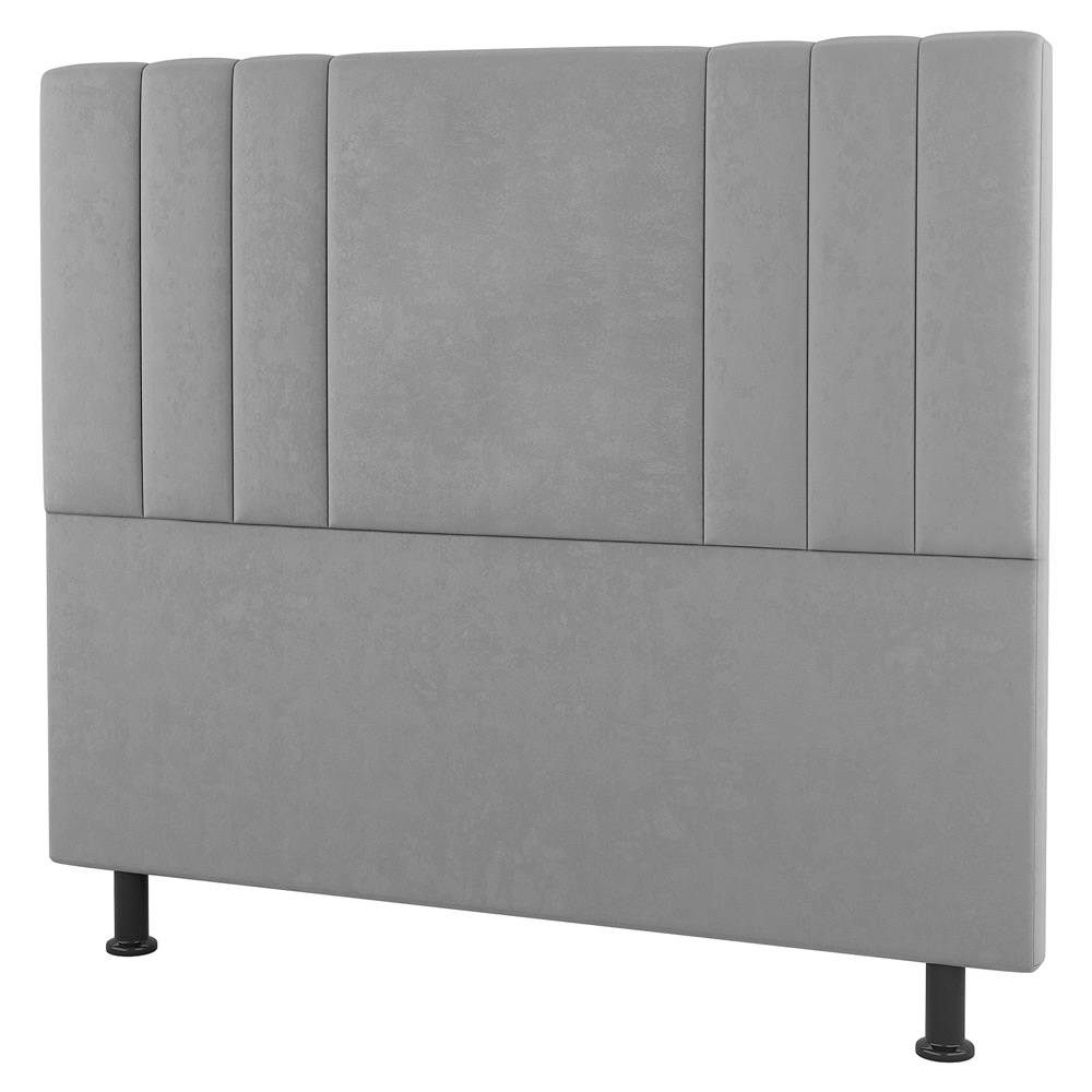 Kit Cabeceira e Baú Cama Box Casal Grace 140cm Suede Cinza Claro - Desk Design