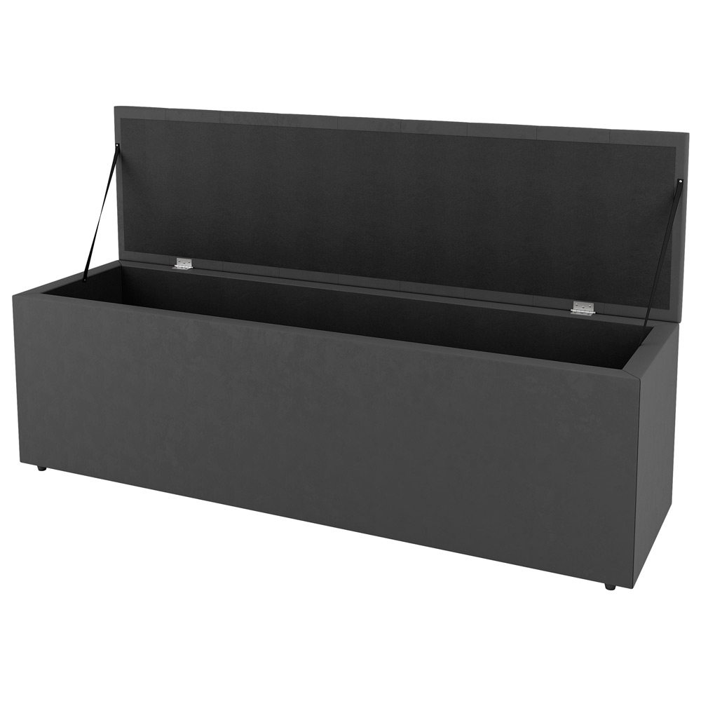 Kit Cabeceira e Baú Cama Box Casal Grace 140cm Suede Cinza Escuro - Desk Design