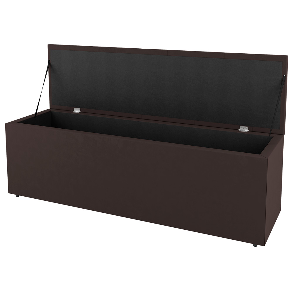 Kit Cabeceira e Baú Cama Box Casal Grace 140cm Suede Marrom - Desk Design