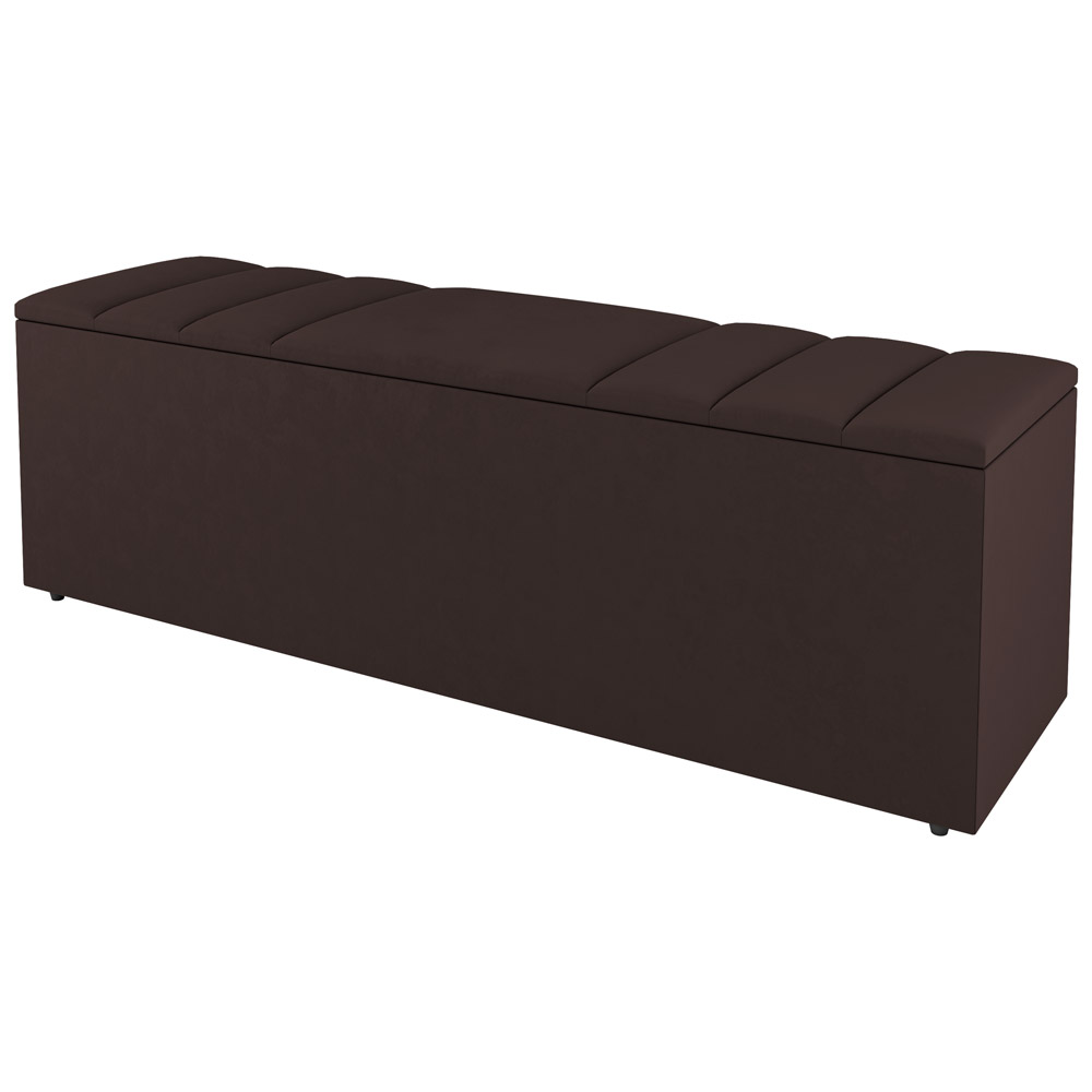 Kit Cabeceira e Baú Cama Box Casal Grace 140cm Suede Marrom - Desk Design