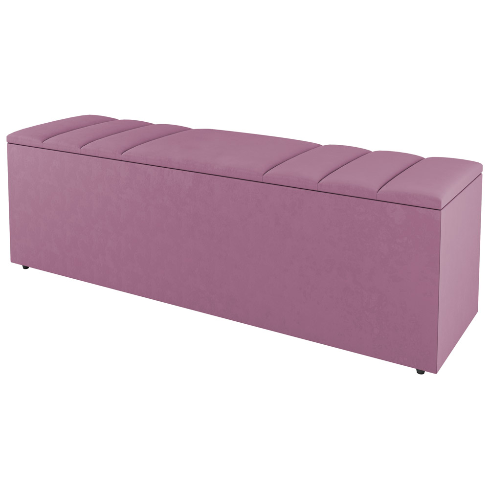 Kit Cabeceira e Baú Cama Box Casal Grace 140cm Suede Rosa - Desk Design