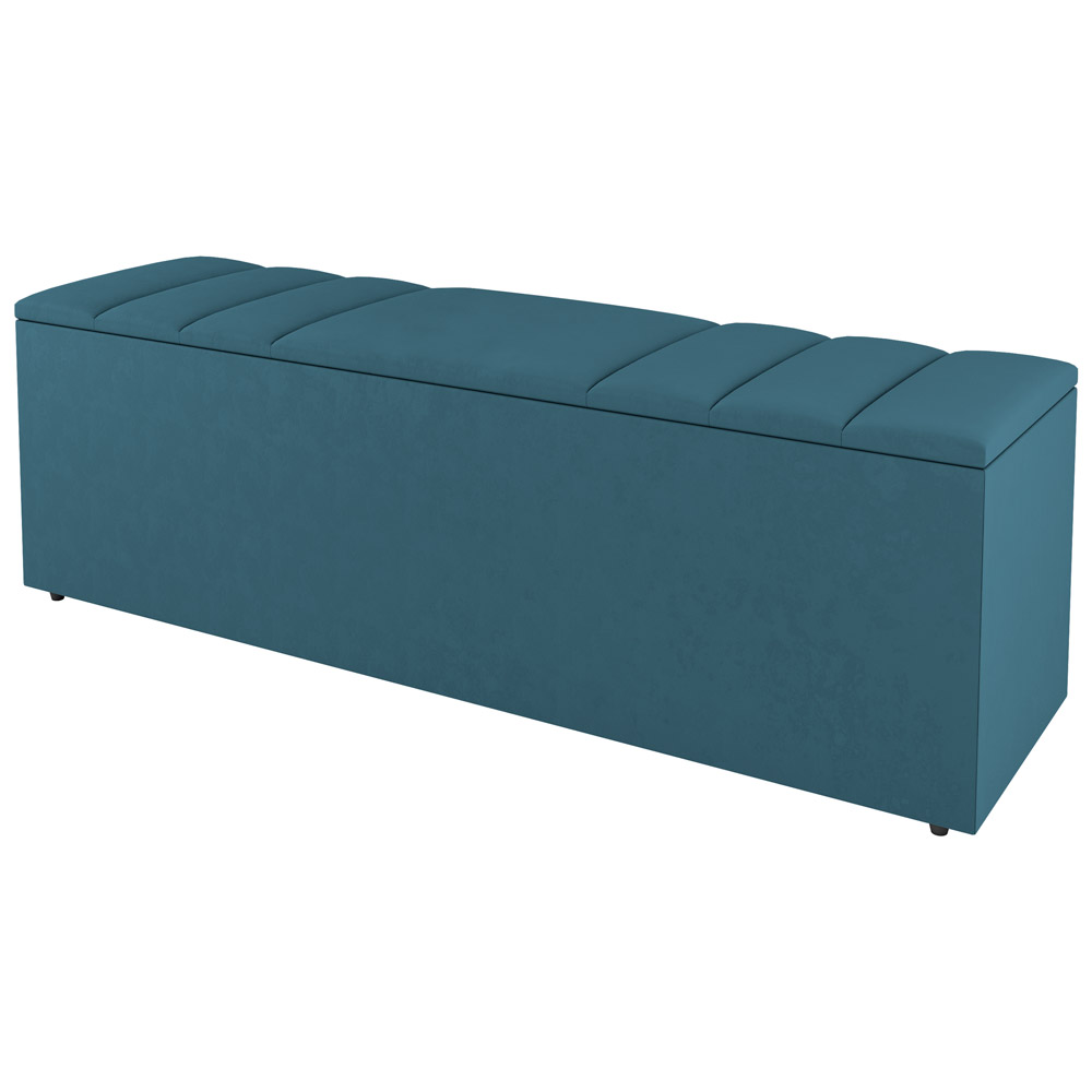 Kit Cabeceira e Baú Cama Box Casal Grace 140cm Suede Turquesa - Desk Design
