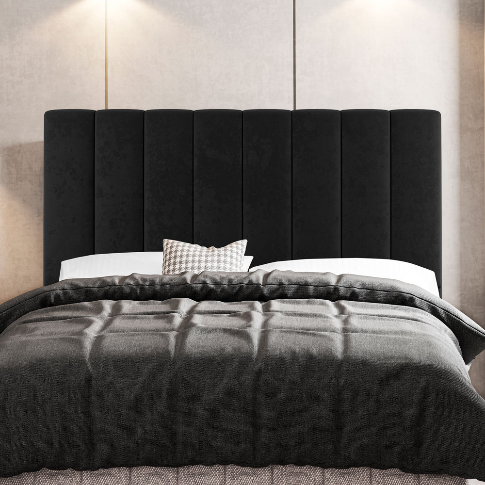 Kit Cabeceira e Baú Cama Box King Size Cora 195cm Suede Preto - Desk Design