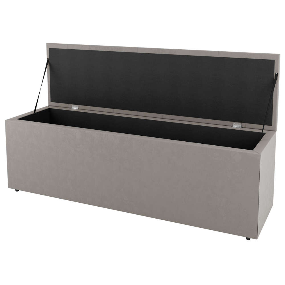 Kit Cabeceira e Baú Cama Box Queen Size Cora 160cm Suede Bege - Desk Design