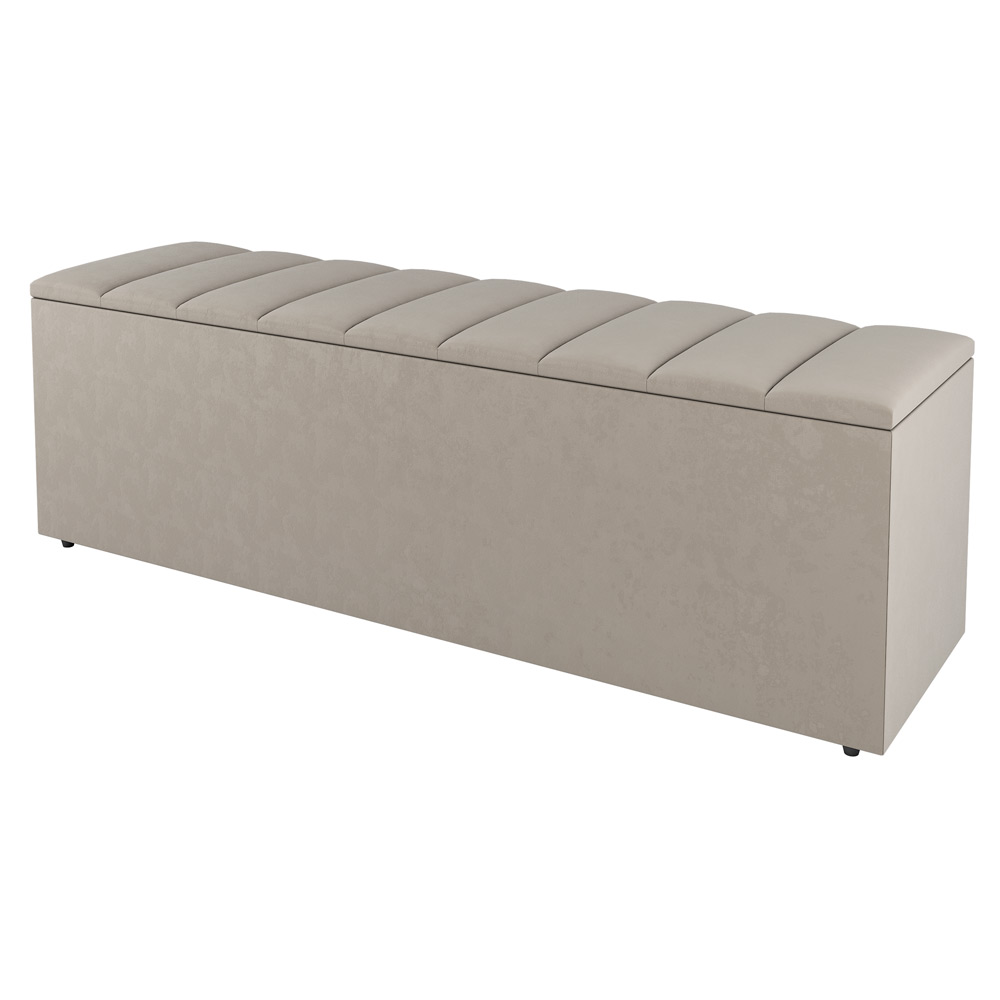 Kit Cabeceira e Baú Cama Box Queen Size Cora 160cm Suede Bege - Desk Design