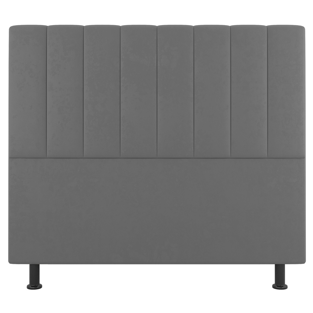 Kit Cabeceira e Baú Cama Box Solteiro Cora 90cm Suede Cinza Claro - Desk Design