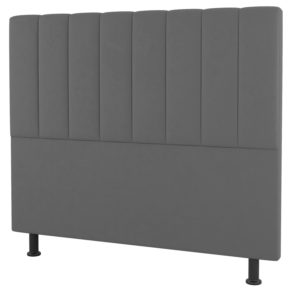 Kit Cabeceira e Baú Cama Box Solteiro Cora 90cm Suede Cinza Claro - Desk Design