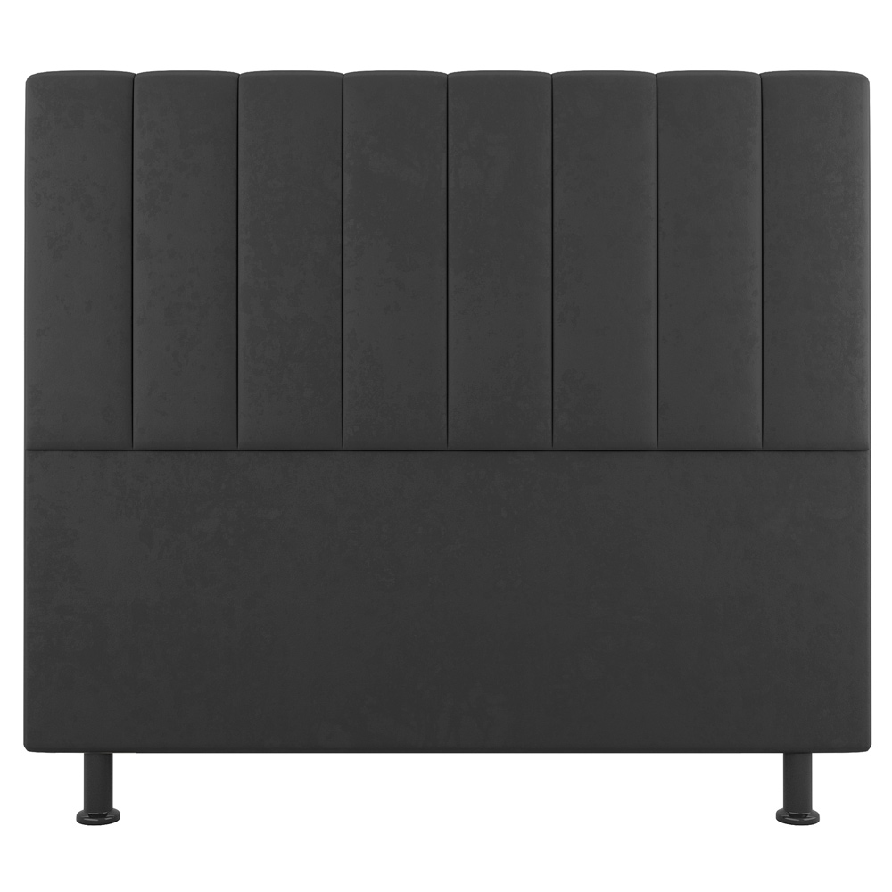 Kit Cabeceira e Baú Cama Box Solteiro Cora 90cm Suede Cinza Escuro - Desk Design