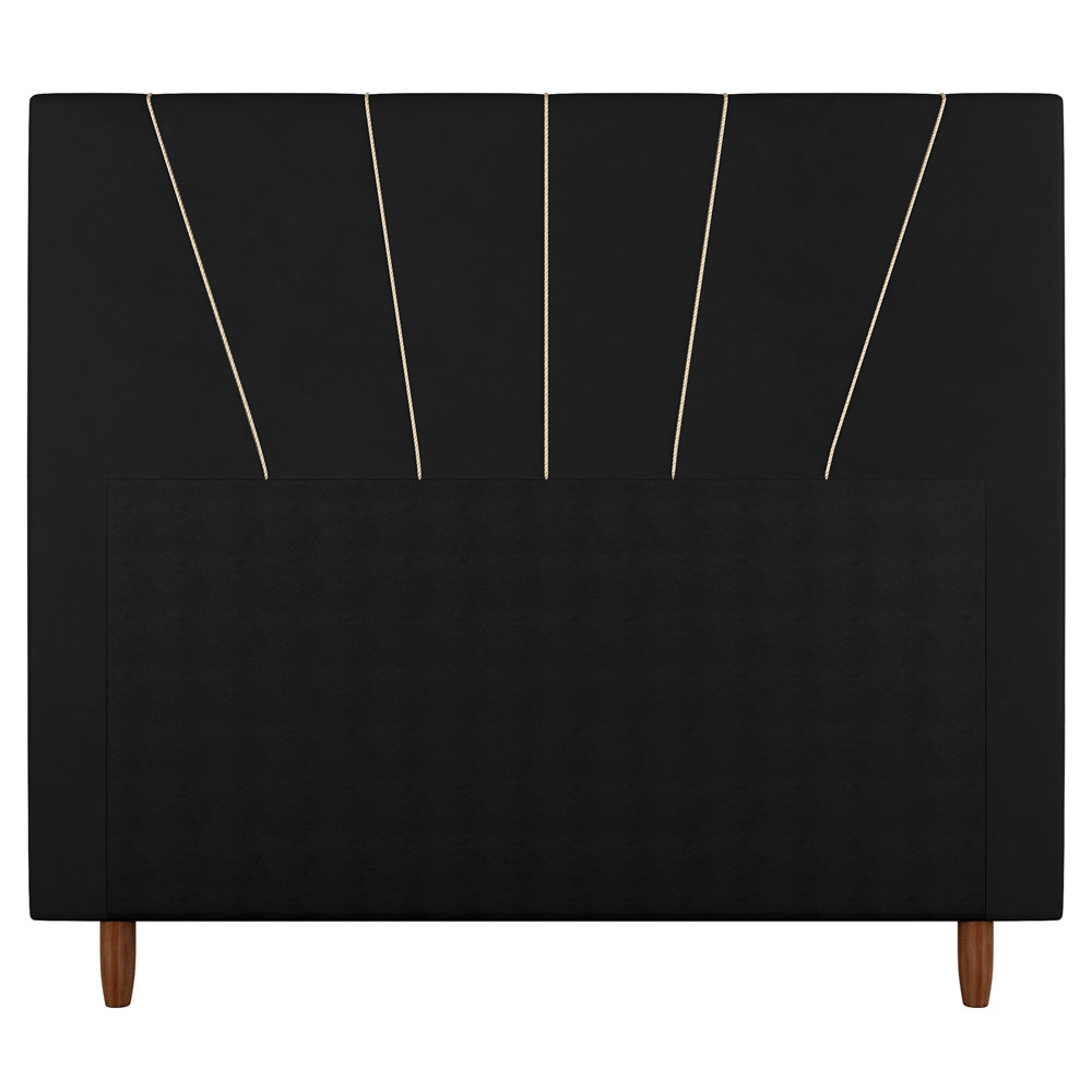 Kit Cabeceira e Baú Cama Box Solteiro Dallas 90cm Sintético Preto - Desk Design