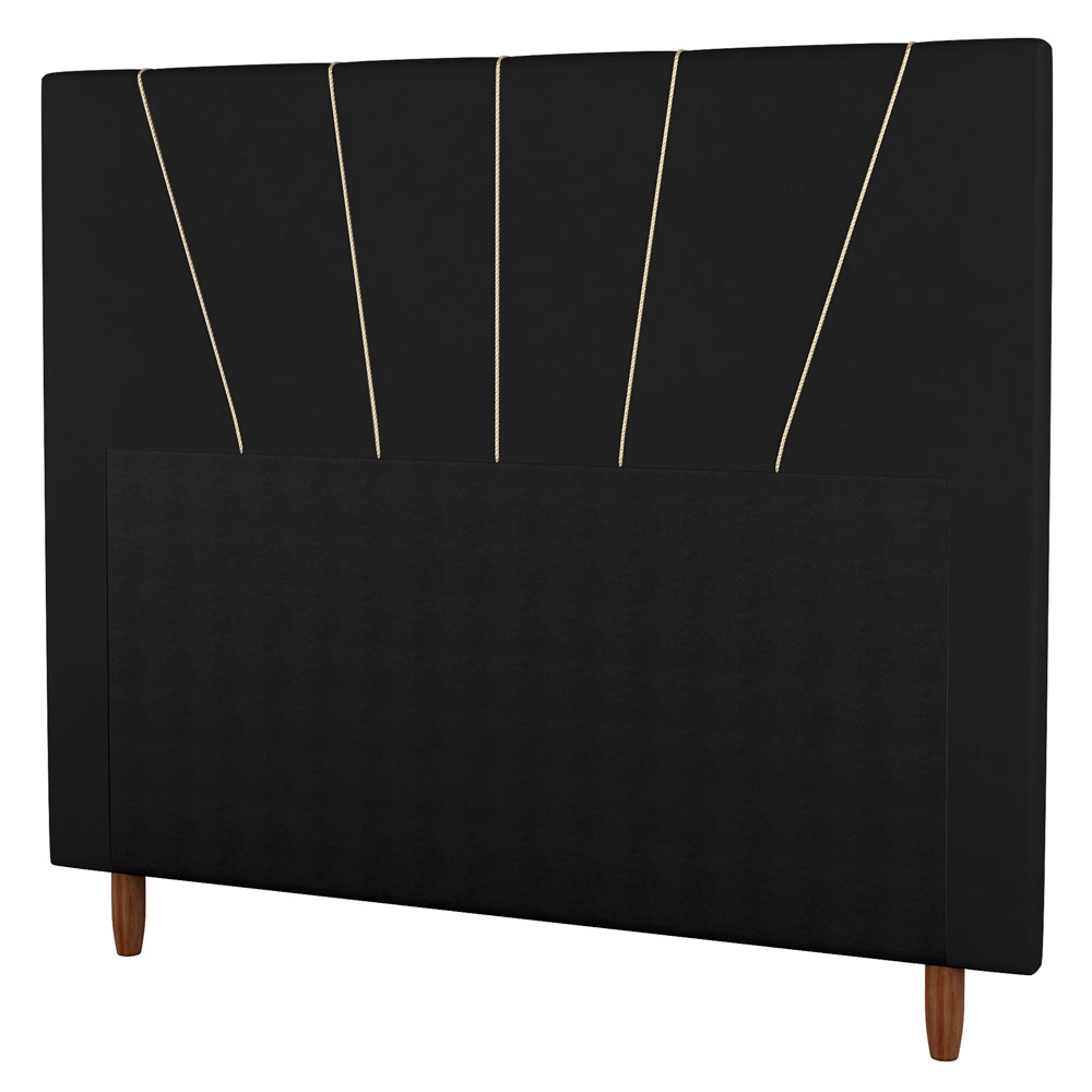 Kit Cabeceira e Baú Cama Box Solteiro Dallas 90cm Sintético Preto - Desk Design