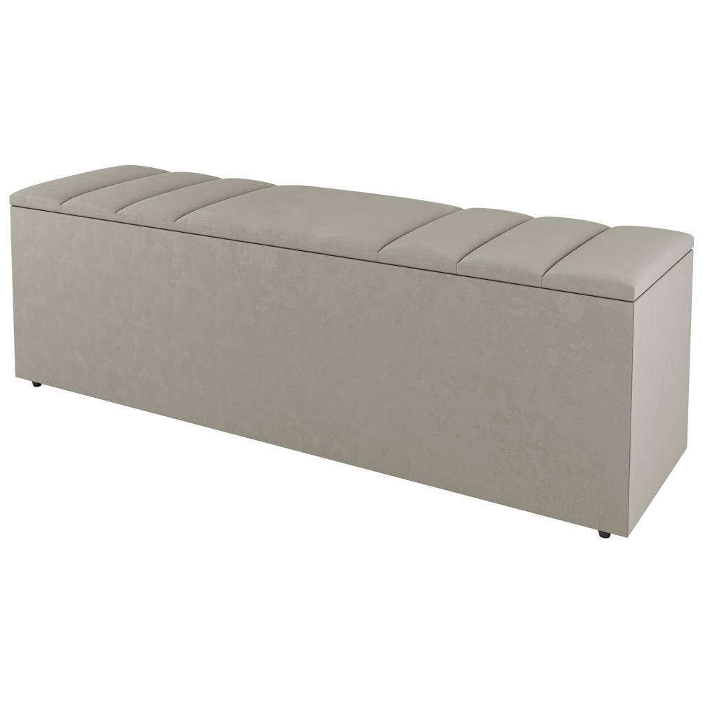Kit Cabeceira e Baú Cama Box Solteiro Grace 90cm Sintético Bege - Desk Design