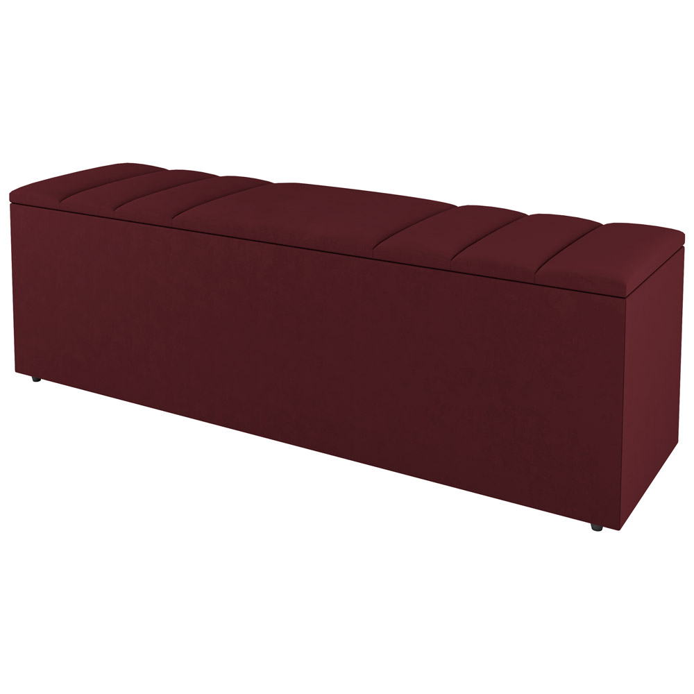 Kit Cabeceira e Baú Cama Box Solteiro Grace 90cm Suede Bordô - Desk Design