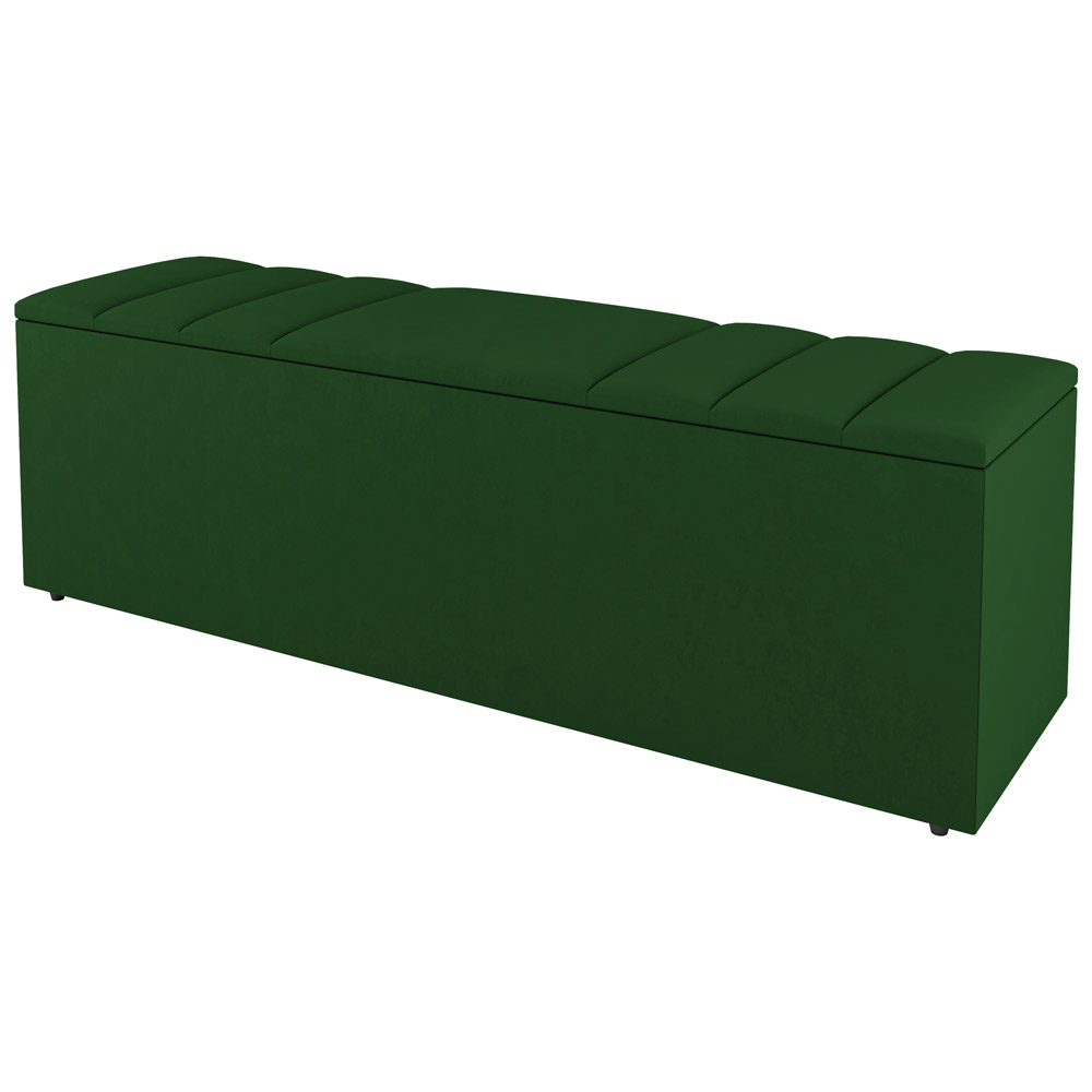 Kit Cabeceira e Baú Cama Box Solteiro Grace 90cm Suede Verde - Desk Design