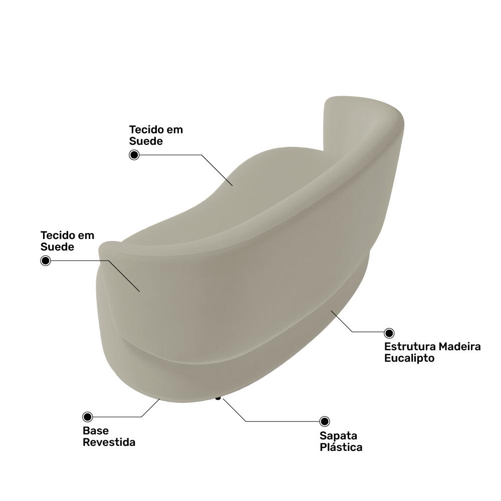 Kit Poltrona e Namoradeira Aisha Orgânica Suede Bege - Desk Design