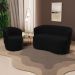 Kit Poltrona e Namoradeira Aisha Orgânica Suede Preto - Desk Design